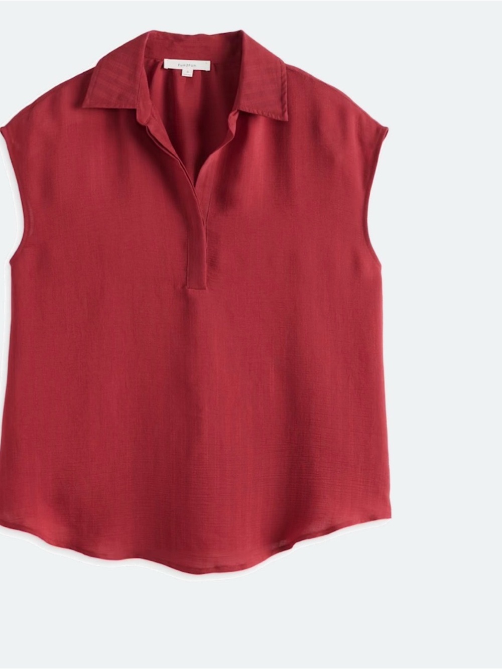 fun 2 fun Sleeveless Collared V-Neck Top in Deep Berry